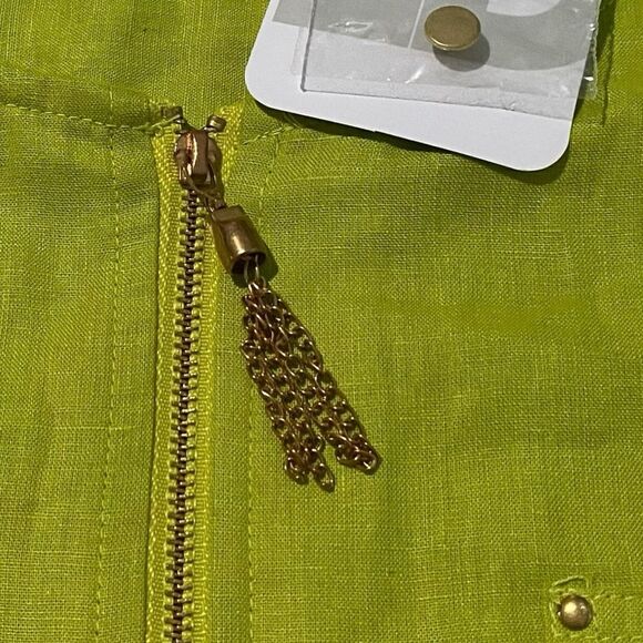 Emily Daniels Linen Blend Green 1/4 Zip Popover Tunic Top Blouse Sz L NWT - Picture 9 of 13